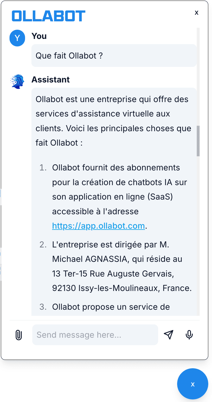 Ollabot responding in French