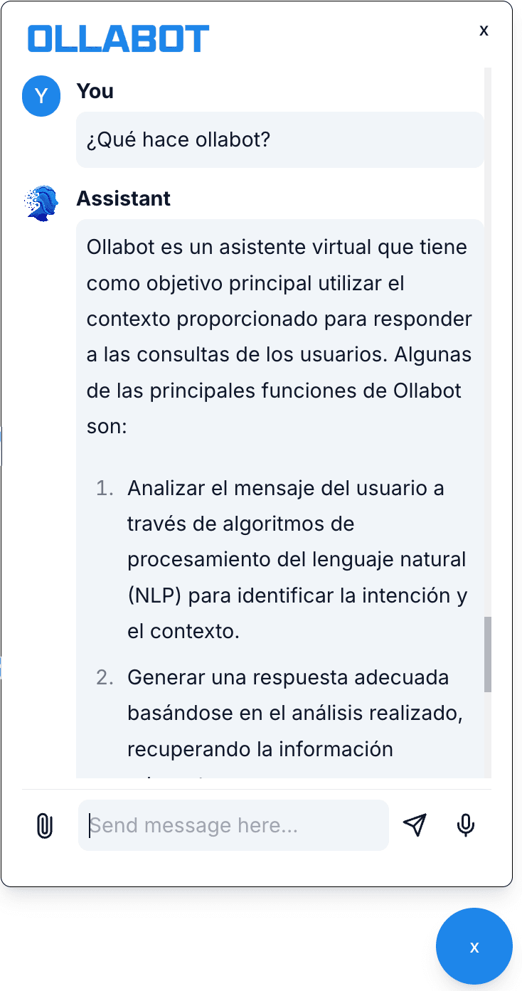 Ollabot responding in Spanish